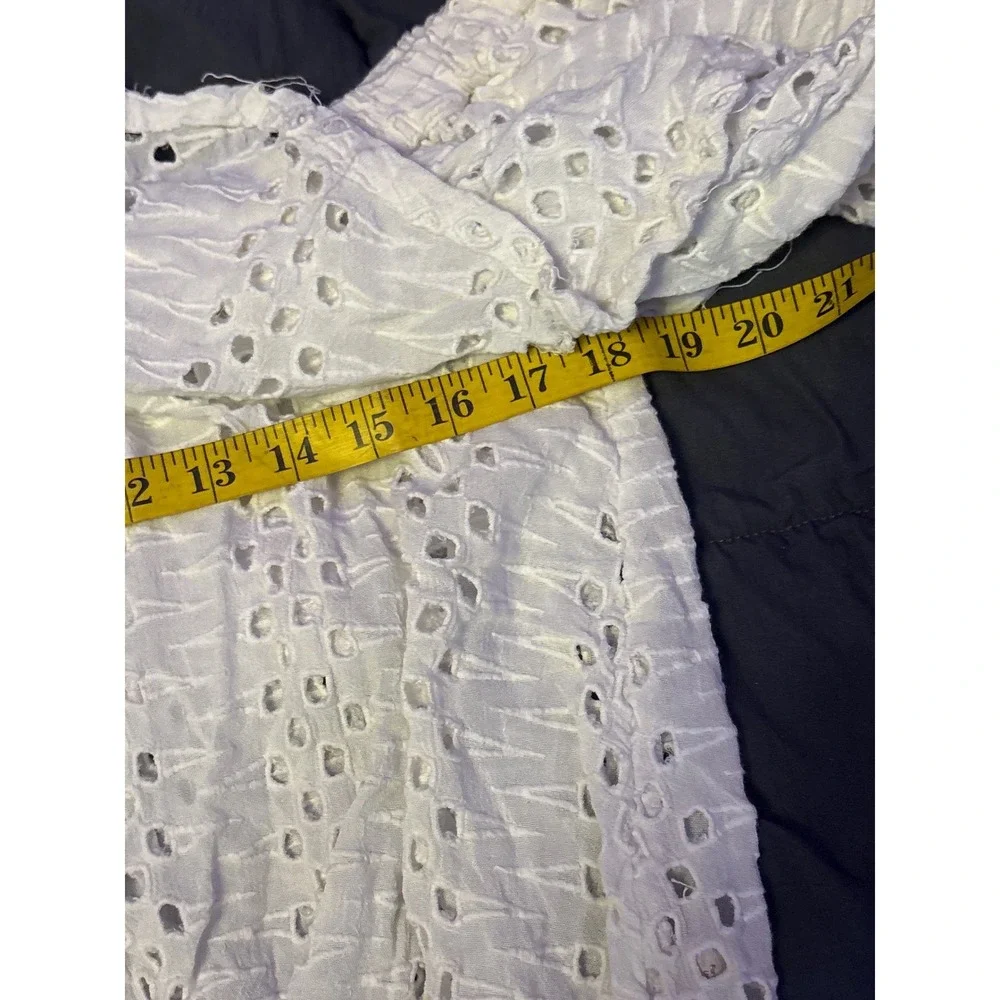 Free People Womens White Thrills + Frills‎ Eyelet Off Shoulder Crop Top Large